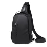 Compact Shoulder Sling USB Crossbody Chest Bag For Men - Black
