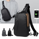 Compact Shoulder Sling USB Crossbody Chest Bag For Men - Black