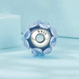 925 Sterling Silver Blue Flower Glass Bead Diy Jewelry