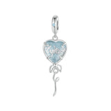 925 Sterling Silver Blue Heart Balloon Diy Beads