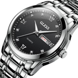 Waterproof Dual Calendar Quartz Watch for Men with Luminous Design - Black