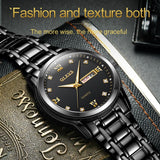 Waterproof Dual Calendar Quartz Watch for Men with Luminous Design - Black