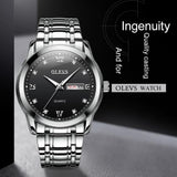 Waterproof Dual Calendar Quartz Watch for Men with Luminous Design - Black
