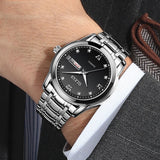 Waterproof Dual Calendar Quartz Watch for Men with Luminous Design - Black