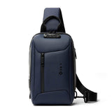 Waterproof Anti Theft Men Crossbody Bag Business Casual Multifunctional - Blue