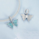 925 Sterling Silver Platinum Plated Butterfly Pendant Beads