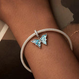 925 Sterling Silver Platinum Plated Butterfly Pendant Beads