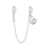 925 Sterling Silver Valentine Heart Lock Safety Chain For Diy Beading