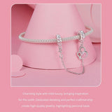 925 Sterling Silver Valentine Heart Lock Safety Chain For Diy Beading