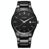 Waterproof Full Steel Quartz Watch - Fashion Business Calendar - Black Case Black Face