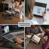 Adjustable Laptop Stand with 9 Levels of Lighting - Black