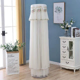 170cm Vertical Lace Air Conditioner Dust Cover - Round Column - White