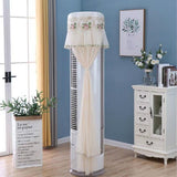 170cm Vertical Lace Air Conditioner Dust Cover - Round Column - White