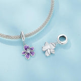 925 Sterling Silver Flower Pendant For Diy Bracelets & Purple Beads