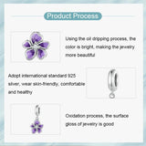 925 Sterling Silver Flower Pendant For Diy Bracelets & Purple Beads
