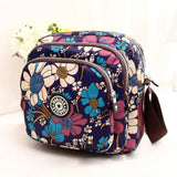 Waterproof Nylon Multilayer Crossbody Bag For Women - Purple Flower