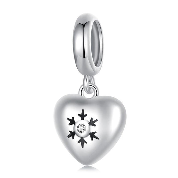 925 Sterling Silver Oxidized Snowflake Heart Diy Beads