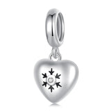 925 Sterling Silver Oxidized Snowflake Heart Diy Beads
