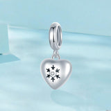 925 Sterling Silver Oxidized Snowflake Heart Diy Beads