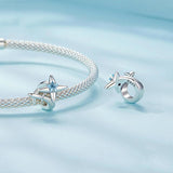 925 Sterling Silver Oxidized Airplane Starburst Beads