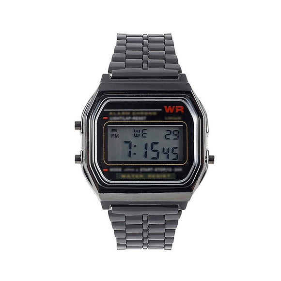 Waterproof Led Digital Quartz Wristwatch - Unisex - Black