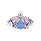 925 Sterling Silver Platinum Plated Luminous Purple Butterfly Beads