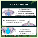 925 Sterling Silver Platinum Plated Luminous Purple Butterfly Beads