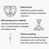 925 Sterling Silver Platinum Plated Heart Key Beaded Pendant