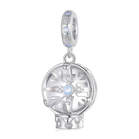 925 Sterling Silver Snowflake Crystal Ball Pendant