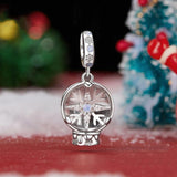 925 Sterling Silver Snowflake Crystal Ball Pendant