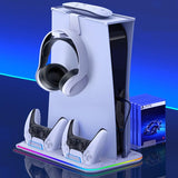 Multi-Functional Cooling Base For Ps5 / Psvr2 Controller With Rgb Lights - White