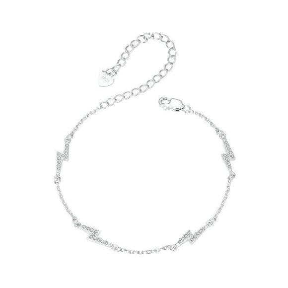 925 Sterling Silver Platinum Plated Lightning Bracelet In