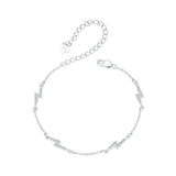 925 Sterling Silver Platinum Plated Lightning Bracelet In