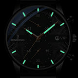 Men Multifunctional Luminous Quartz Watch - Business Style - Black Mash Black Shell Black Surface
