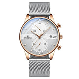 Men Multifunctional Luminous Quartz Watch - Business Style - Black Mash Black Shell Black Surface