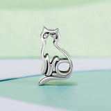 925 Sterling Silver Hollow Cat Beads Cute Animal Accessory