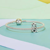 925 Sterling Silver Hollow Cat Beads Cute Animal Accessory