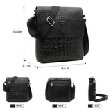 Water Repellent Vertical Leather Shoulder Bag For Men - Black