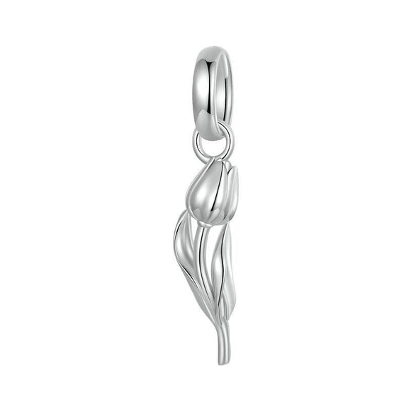 925 Sterling Silver Romantic Tulip Beaded Pendant In