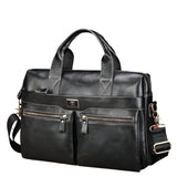 Large Capacity Retro Cowhide Briefcase - Coffee