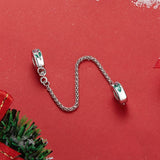 925 Sterling Silver Platinum Plated Leaf Safety Chain Bracelet