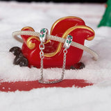 925 Sterling Silver Platinum Plated Leaf Safety Chain Bracelet