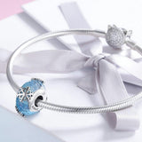 925 Sterling Silver Seasonal Glass Bead Bracelet Charms - Navy Blue