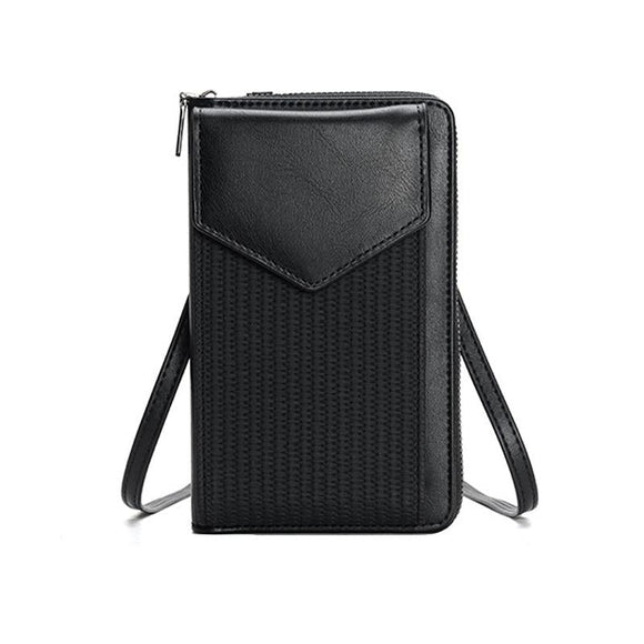 Versatile Women Cell Phone Crossbody Wallet - Black