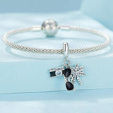 925 Sterling Silver Coconut Tree Camera Pendant Bracelet