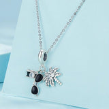 925 Sterling Silver Coconut Tree Camera Pendant Bracelet