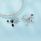 925 Sterling Silver Coconut Tree Camera Pendant Bracelet