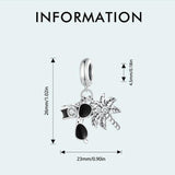 925 Sterling Silver Coconut Tree Camera Pendant Bracelet