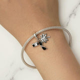 925 Sterling Silver Coconut Tree Camera Pendant Bracelet