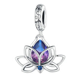 925 Sterling Silver Lotus Pendant Tourmaline Bracelet Beads
